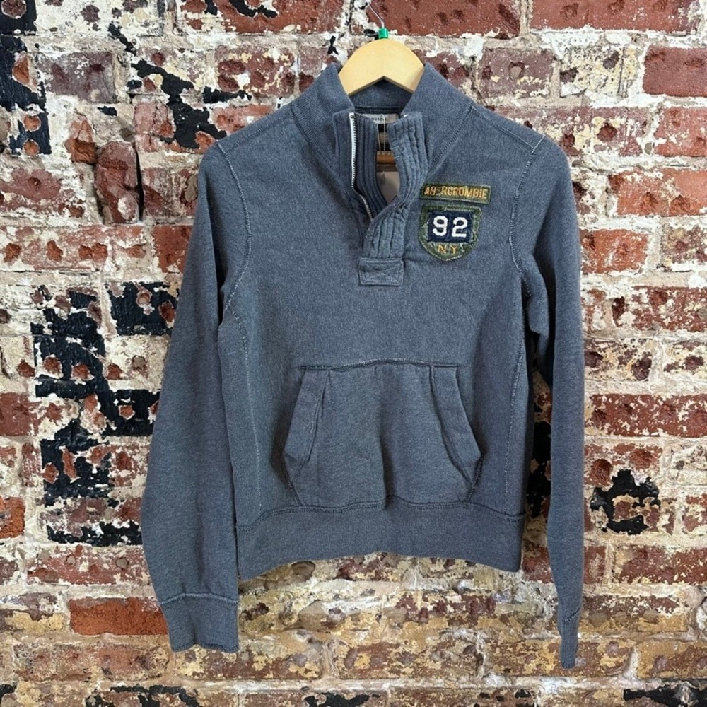 Abercrombie & Fitch 1/4 Zip Gray Pullover Sweatshirt Boys XL